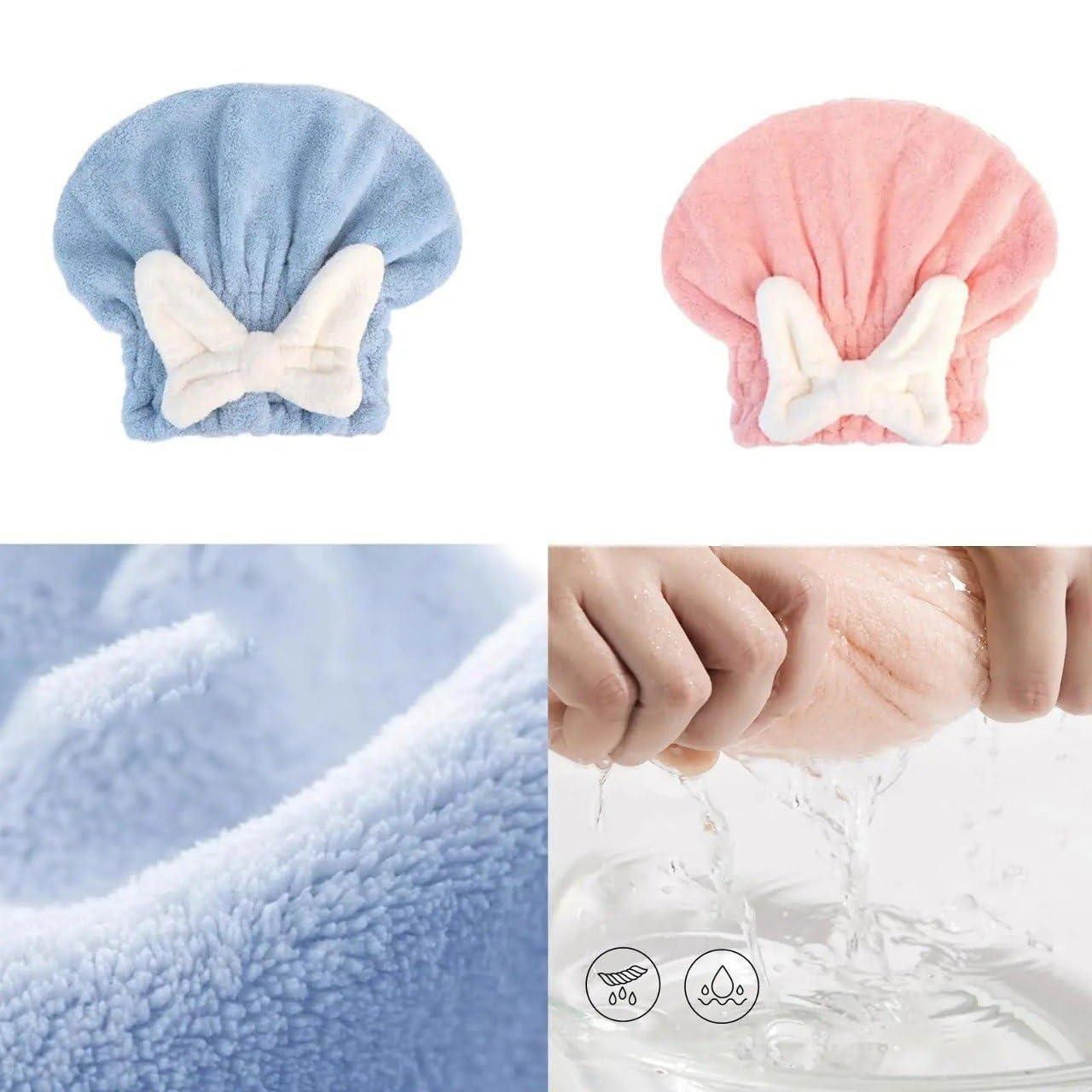 Super Absorbent Microfiber Hair Towel Wrap with Cute Bow-Knot